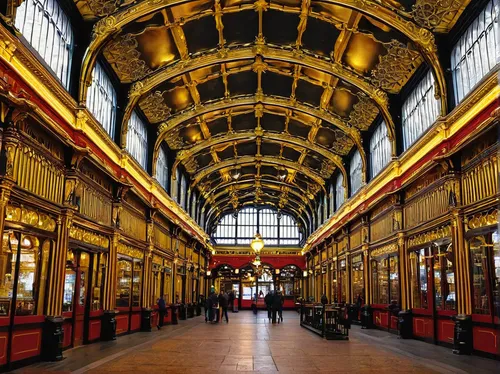 The gilded interior of Leadenhall Market (Dreamstime),orsay,arcades,harrods,french train station,train station passage,universal exhibition of paris,royal interior,waverley,colonnade,entrance hall,the