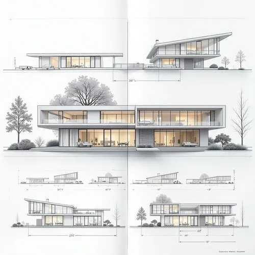 A diagram showing the process of building with each step represented by different architectural sketches and digital construction models of building structures and dimensions. The left side features t