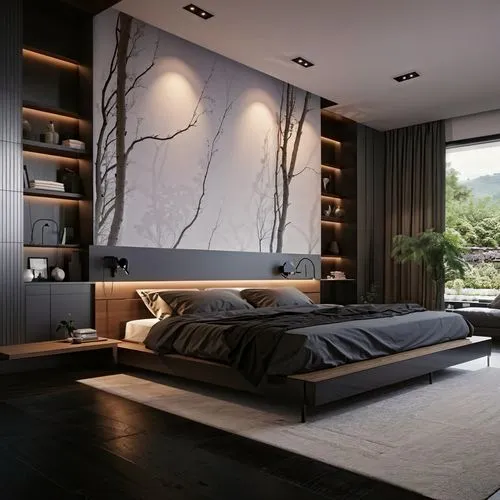 modern room,sleeping room,canopy bed,bedroom,room divider,great room,modern decor,interior modern design,contemporary decor,interior design,guest room,bed frame,japanese-style room,interior decoration
