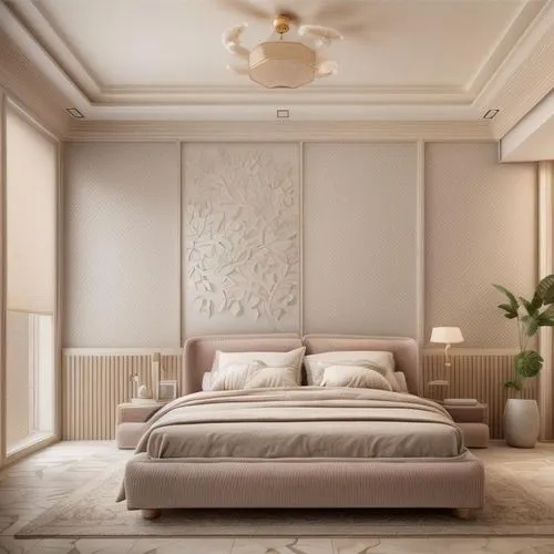 wall plaster,stucco ceiling,bedroom,interior decoration,stucco wall,guest room,modern decor,contemporary decor,modern room,sleeping room,interior design,3d rendering,soft furniture,great room,ornate r
