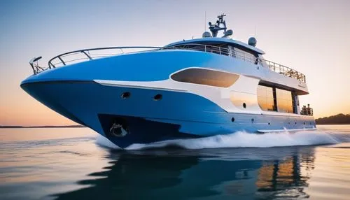 the large blue and white boat travels through the water,yacht exterior,pilothouse,chartering,coastal motor ship,yacht,viscountess,yachting,tour boat,charter,leaseback,super trimaran,boat society,showb