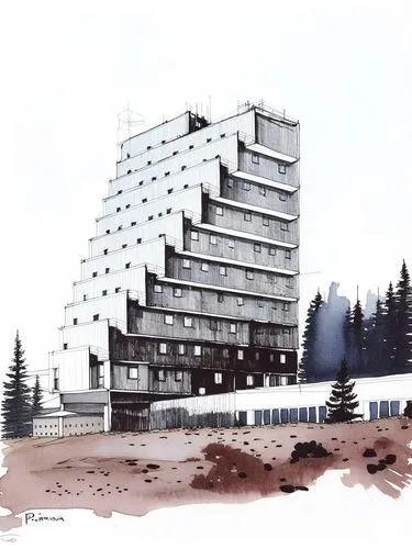 Hotel Panorama ,residential tower,high-rise building,cantilevered,apartment building,cubic house,high rise building,apartment block,sanatoriums,hotel complex,condominium,cantilevers,redevelop,condo,re