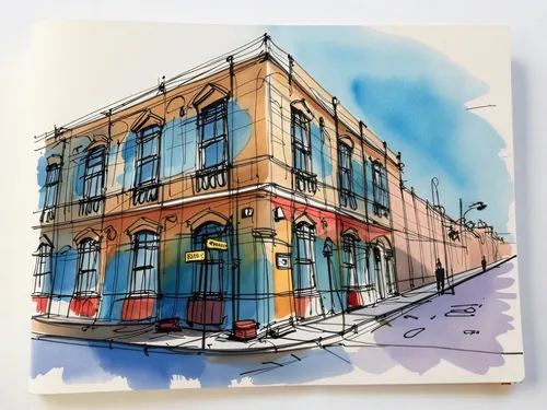 Costa Rica,watercolor shops,watercolor cafe,watercolor tea shop,shopfronts,facade painting,watercolor sketch,store fronts,french quarters,coffee watercolor,watercolor blue,watercolor,watercolor painti