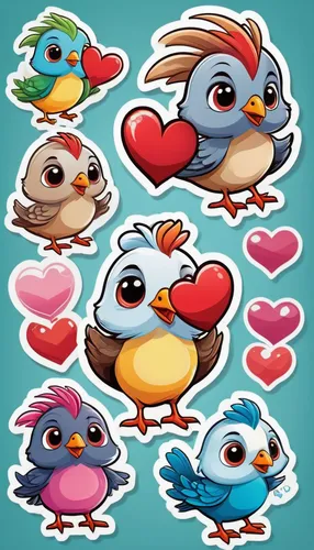 cute stickers, style cartoon, cute Super Deformed Character, white border, high quality, colorful, Detailed illustration of a cute quail with hearts, awesome full color,




,stickers,heart clipart,i 