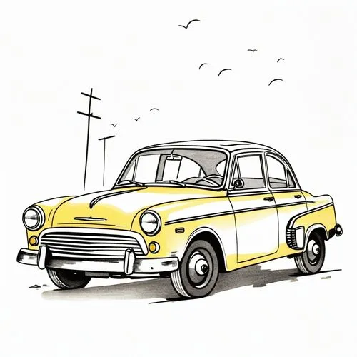 vintage yellow car