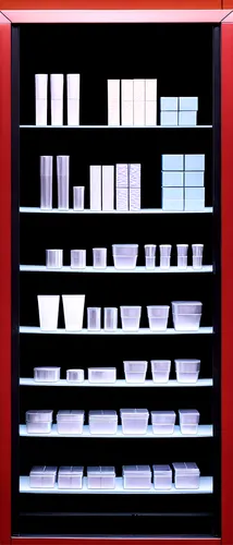 Shop shelves, stacked products, various goods, colorful packaging, transparent glass door, metallic frames, dim lighting, warm color tone, 3/4 composition, shallow depth of field, cinematic lighting, 