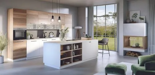 a modern kitchen has white and oak cabinetry,modern kitchen interior,modern kitchen,gaggenau,kitchen design,modern minimalist kitchen,gorenje,scavolini,kitchen interior,interior modern design,paykel,e