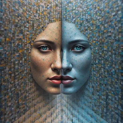 Create an image of a holographic photorealistic illusion on a flat surface. This artwork depicts an intricate architectural labyrinth, painted with a sense of surrealism. The deep 3D depth illusion is