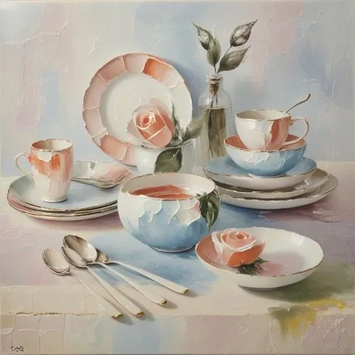 a full set of tableware 