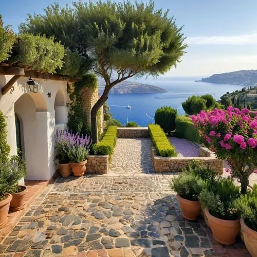 garden,a garden with several plants on it and pink flowers growing at the entrance,aeolian islands,bougainvilleas,home landscape,bougainvillea,holiday villa,landscaped,beautiful home,roof landscape,co