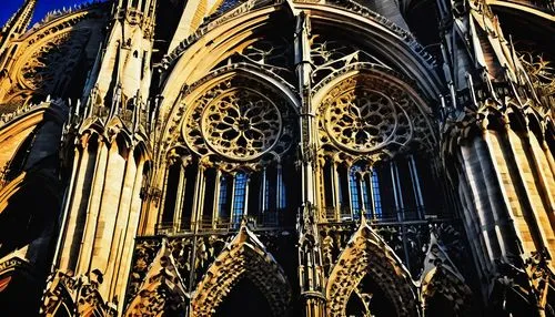 Gothic cathedral, Barcelona, Spain, intricate stone carvings, ornate facades, pointed arches, ribbed vaults, stunning stained glass windows, towering spires, grand entrance doors, detailed gargoyles, 