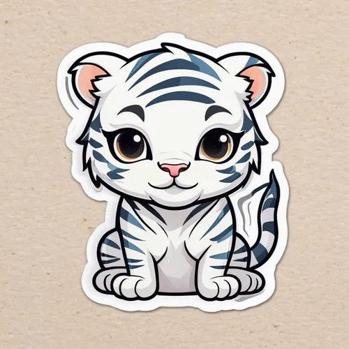 adorable chibi sticker of a white tiger, flat color, white background,white tiger,white bengal tiger,tiger cub,asian tiger,animal stickers,a tiger,tiger png,clipart sticker,tiger,tiger cat,lion white,