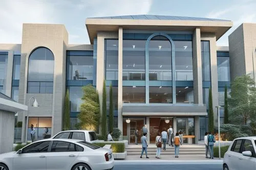 an architectural rendering of the front entrance of a building,fpcci,biotechnology research institute,ecobank,school of medicine,university al-azhar,new building,jntu,medical center,beaconhouse,dcci,e