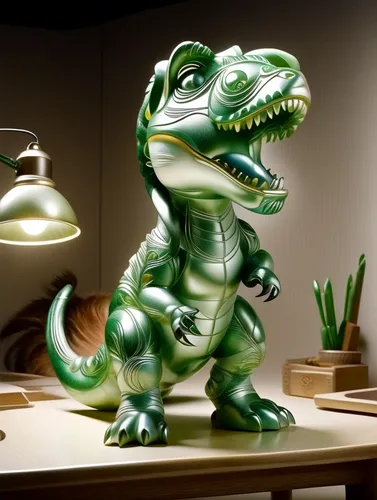 alligator sculpture,rubber dinosaur,schleich,emerald lizard,trex,jazz frog garden ornament,green dragon,3d figure,t-rex,3d model,dinosaruio,glass painting,saurian,landmannahellir,green iguana,3d rende