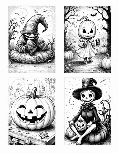 : Design Sketch-Rough Outline ,four different halloween pictures of jacky and the pumpkins,halloween icons,autumn pumpkins,fall icons,pumpkins,halloween pumpkins,pumkins,Design Sketch,Design Sketch,De
