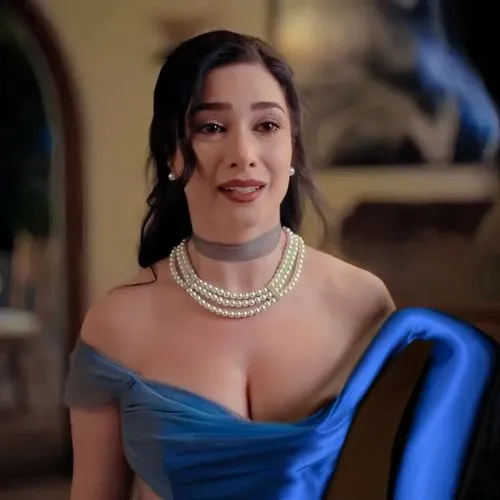 a beautiful woman in a blue dress wearing a pearl choker,charmed,jasmine blue,jasmine sky,pearl necklace,inamorata,jasmine bush,mantilla,bustier,bandeau,jasmine,see through,callas,commercial,elegant,s