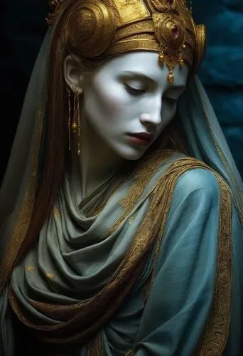 A hyper-detailed, photorealistic, cinematic full-body portrait of Mary Magdalene, the most enigmatic and contradictory woman of the New Testament. She is the penitent sinner, the noble-born follower, 
