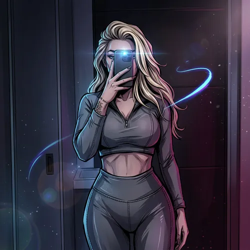 transform female to look more appealing,
transform female to look slightly more adult.
Transform the image into a high quality 8K  dark manga llustration. perfect hourglass physique, lean body. Add vi