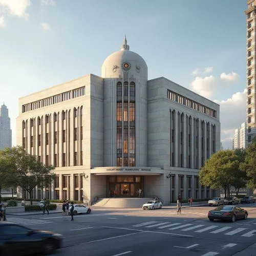 Courthouse Streamline Moderne Style Concrete Design Ideas