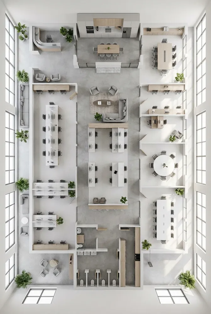 a 3d view of the inside of an apartment building