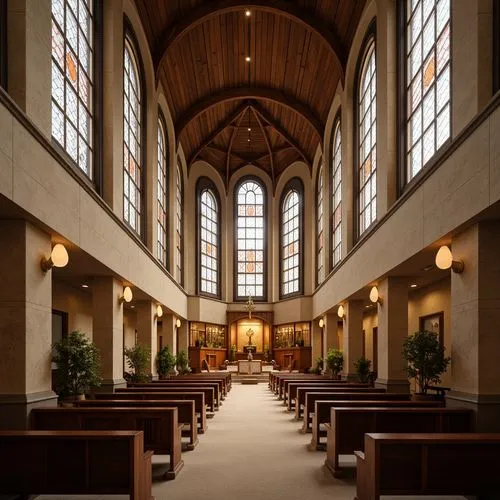 Elegant church interior, high ceilings, stained glass windows, wooden pews, ornate altars, reverberant spaces, sound-absorbing materials, acoustic panels, diffusers, bass traps, sound-reflecting surfa