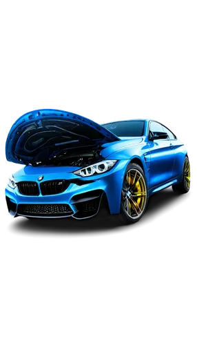 BMW M4, sleek car body, metallic blue paint, sporty wheels, low-angle shot, dramatic lighting, urban background, dynamic pose, 3/4 composition, shallow depth of field, high-contrast color tone.,the bl