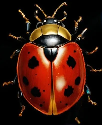 an image of a red ladybug on a black background,seven-dot ladybug,ladybird beetle,ladybug,ladybird,scarlet lily beetle,rose beetle,ladybirds,ladybugs,lady bug,flea beetle,ladybug in sage,brush beetle,