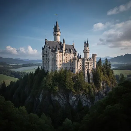 Pc gaming فائق الجمال والدقة,a large building sitting above the lush green forest,fairytale castle,fairy tale castle,fairytale,castles,gold castle,medieval castle