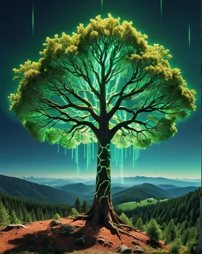 The Techno-Tree of Tomorrow. The Future's Fusion,celtic tree,green tree,patrol,magic tree,tree of life,flourishing tree