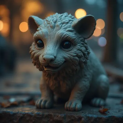 hyperrealistic  a close - up image of an animal statue beautiful, kind, charming, sociable, atmospheric photos, exotic,  8k, Hyper detailed
,a ceramic figurine that looks like a cat,sendak,chimera,sto