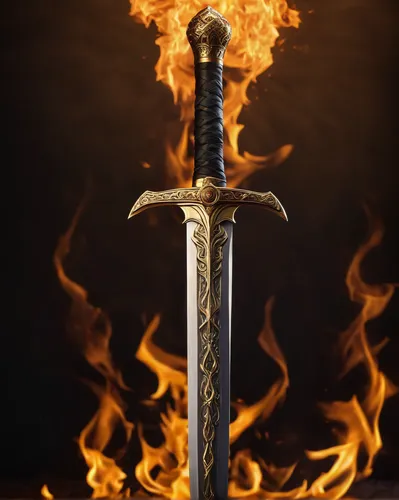 golden fire sword with dark fire backdrop,thermal lance,cleanup,fire background,king sword,aa,scabbard,flaming torch,aaa,defense,burning torch,samurai sword,torch,torch-bearer,the white torch,firethor