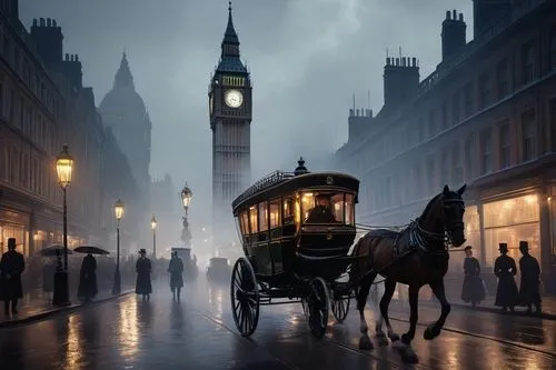  Game Scene, Wild angle view,grimshaw,carriage,londres,horse carriage,dickensian,londono,london,horse-drawn carriage,victoriana,londen,picadilly,horse drawn carriage,horsecar,city of london,angleterre