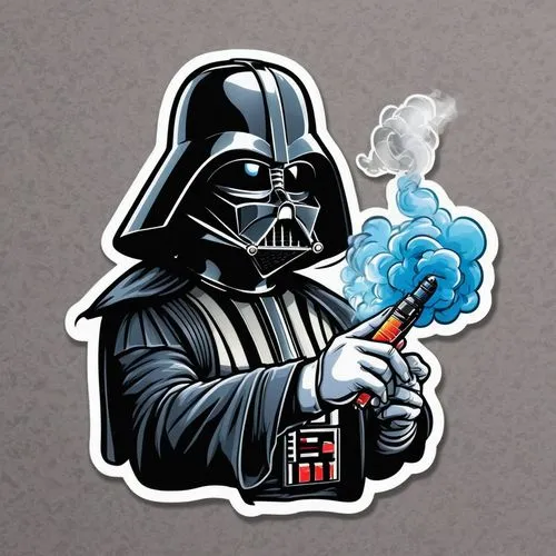 a sticker of a cartoon of darts vader smoking a vape surrounded by smoke. His vape looks like his light sabre



,vader,darth vader,sticker,stickers,seidensticker,clipart sticker,iger,darkforce,skywal
