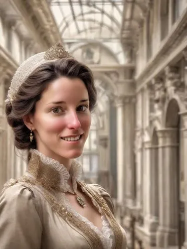 quiero que se vea como una mujer de negocios muy habil en las finanzas con mucho dinero y arquitecta de esta epoca, colores realistas
siglo 19 año 2025

,a woman in a wedding dress wearing a tiara,nob