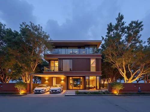 the two cars are parked in front of the house,dunes house,modern house,residential,residential house,modern architecture,two story house,luxury home,mid century house,villas,beautiful home,cube house,