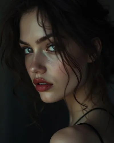 A complex work depicting a mesmerizing femme fatale, with stunning detail, . The work conveys her mysterious charm, and the combination of light and shadow highlights her captivating features --ar 2:3