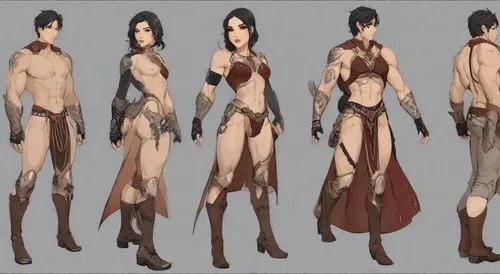 some sketches for a female character that is getting her costume,turnarounds,mikasa,ymir,asami,huanghua,male character,kurenai,karai,levi,kanno,vayne,kenshi,aot,snk,eren,mamozai,bayo,dahari,kayn,mabin