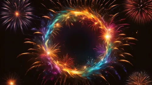 multi color Firework explosion, fire, water, element, crystal see through solar system galaxy black hole, magical symbol, black backdrop,fireworks background,fireworks art,diwali background,firework,d