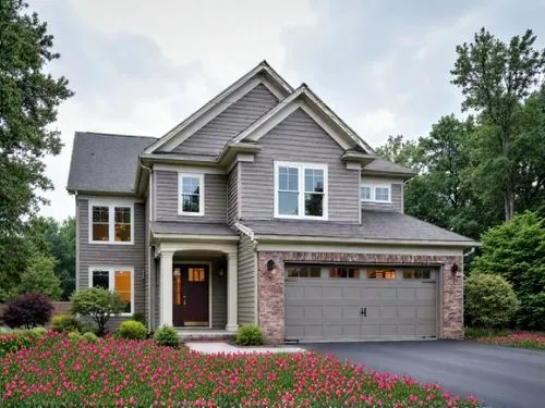 Turn the garden into a flower - filled garden,a house with driveway and flowers in front of it,flowery branch,exterior decoration,beautiful home,landscaped,house purchase,subdivision,home landscape,la