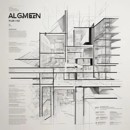 Minimalist logo design for an architecture and urban planning firm named "Allgemeiner Plan". Use stylized letters "A" and "P" integrated into a clean geometric composition inspired by architectural si