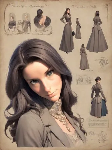 quiero que se vea como una mujer de negocios muy habil en las finanzas con mucho dinero y arquitecta de esta epoca, colores realistas
siglo 19 año 2025

,a woman wearing a dress is looking up,female d