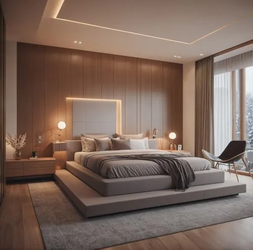 Interior Design,a room with a bed, light, and lamps,modern room,bedroom,sleeping room,interior modern design,bedrooms,great room,Photography,General,Realistic