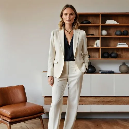 a woman stands in a white room in her suite,pantsuit,menswear for women,maxmara,pantsuits,woman in menswear,navy suit,business woman,filippa,krakoff,business girl,giadalla,shvedova,safarova,cailin,bla