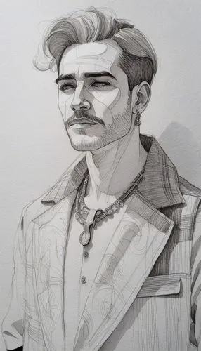 an ink drawing of a man wearing a shirt,stache,moustache,mustache,geraldo,mustachioed,facial hair