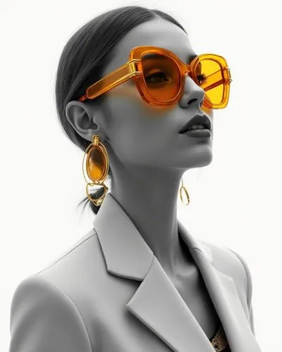 fashion show's atmosphere,, black sleeves below it Top fashion poster, female model wearing a pair of stylish earrings made with gold, contour light, ear close-up, fine skin texture, earrings highligh