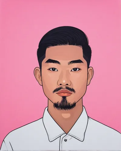 a asian man,vector illustration,pink vector,dribbble,vector art,vector graphic,pink background,edit icon,custom portrait,dribbble icon,blogger icon,soundcloud icon,potrait,tiktok icon,spotify icon,por