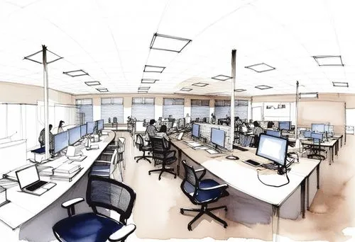 this is a drawing of an office space,working space,study room,school design,computer room,desks,workstations,conference room,work space,blur office background,modern office,offices,office line art,mee