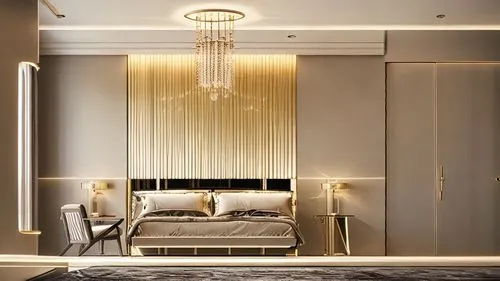 BEDROOM, LUXURY INTERIORS, LUXURY FURNITURE, DOOR, CHAIR, LAMPS, ROMANTIC LIGHTING EFFECT,–AR 16:9 – QUALITY 5- CONTRASTED  RENDER, VRAY STYLE REALISTIC RENDERED  3D, HDR, CLARITY 40, RGB CURVES,room 