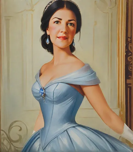(Princess Cinderella: 1.3) from Disney animation, wears a ball gown in shade of light blue, a fitted bodice with off-the-shoulder sleeves, long gloves, an updo light blonde hair. ,cinderella,girl in a