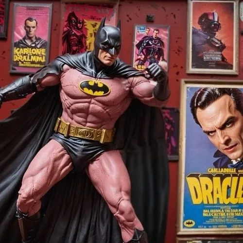 the action figure is wearing a cape and holding a hammer,collectible action figures,batman,comic books,vintage toys,model kit,batmen,comic book,bats,comic characters,collectables,bat,comic book bubble